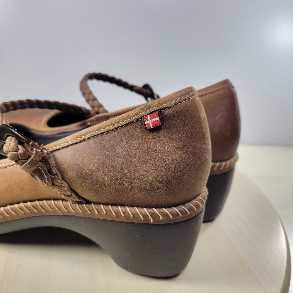 ECCO Sussex Brown Leather Floral Tooled Mary Jane Clogs Women’s size EU 39 - Picture 13 of 16